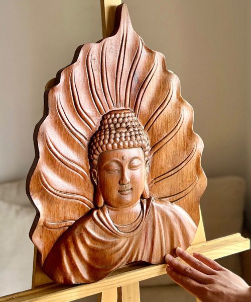 Alternative view of Hand-Carved Buddha Wooden Wall Art