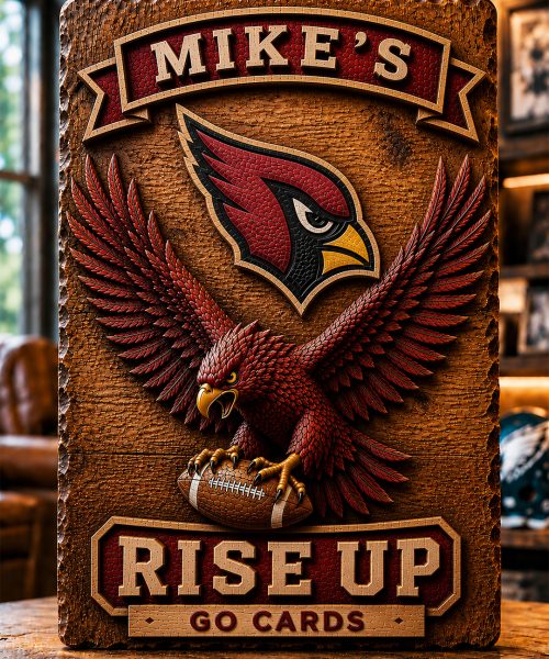 Alternative view of Hand-Carved Wooden Wall Art – Custom Name Engraving - PICK YOUR TEAM