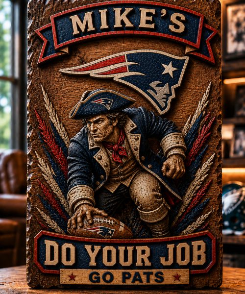 Hand-Carved Patriots Wooden Wall Art - Custom Name Engraving