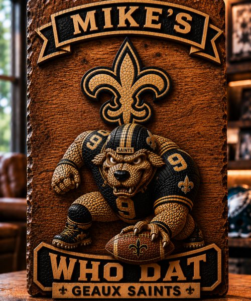 Hand-Carved Saints Wooden Wall Art – Custom Name Engraving