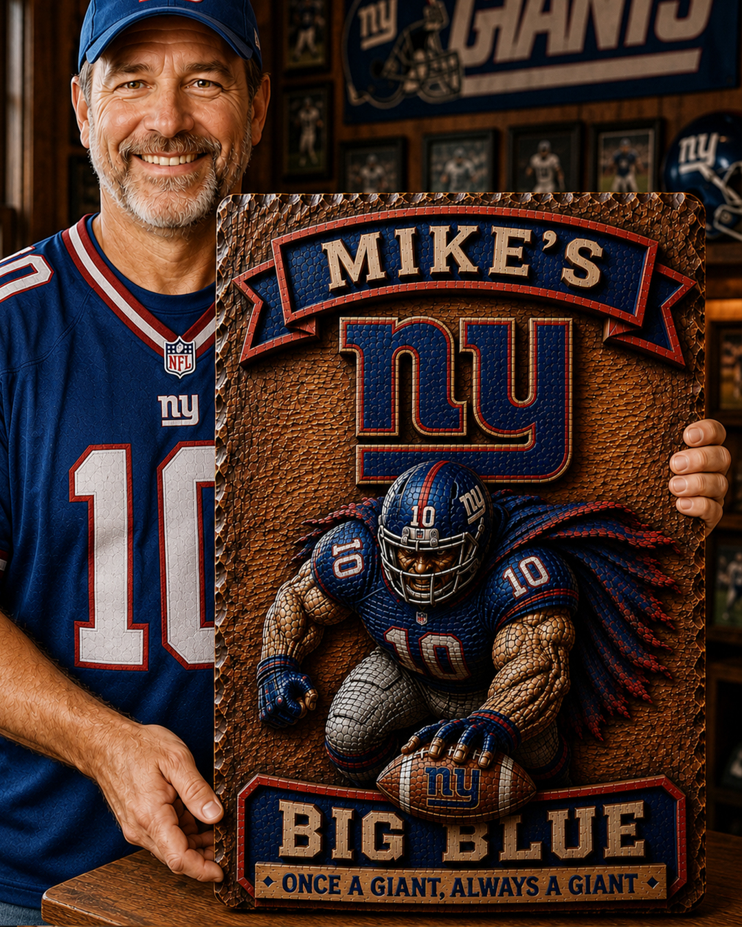 Hand-Carved Giants Wooden Wall Art – Custom Name Engraving - Image 3