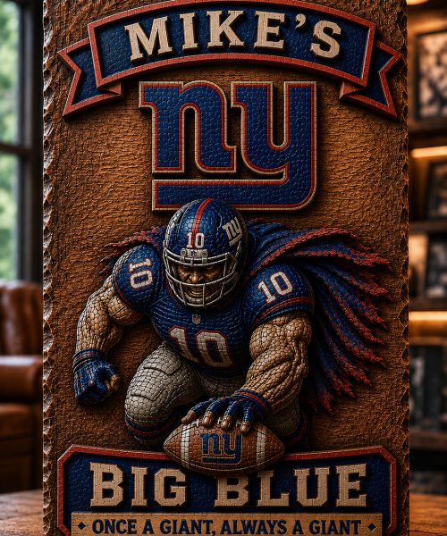 Hand-Carved Giants Wooden Wall Art – Custom Name Engraving