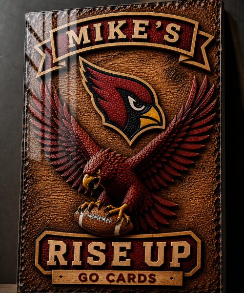 Alternative view of Hand-Carved Cardinals Wooden Wall Art – Custom Name Engraving