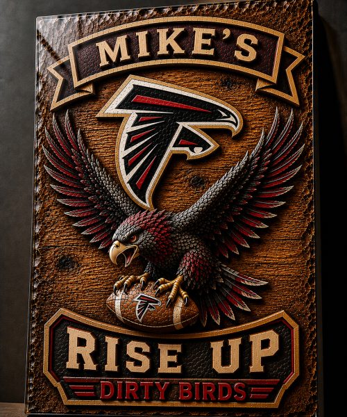 Alternative view of Hand-Carved Falcons Wooden Wall Art – Custom Name Engraving
