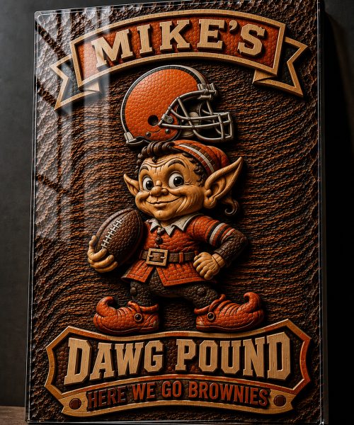 Alternative view of Hand-Carved Browns Wooden Wall Art – Custom Name Engraving