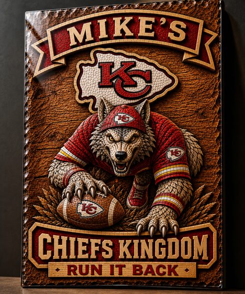 Alternative view of Hand-Carved Chiefs Wooden Wall Art – Custom Name Engraving