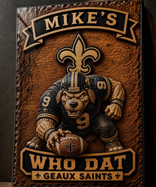 Alternative view of Hand-Carved Saints Wooden Wall Art – Custom Name Engraving