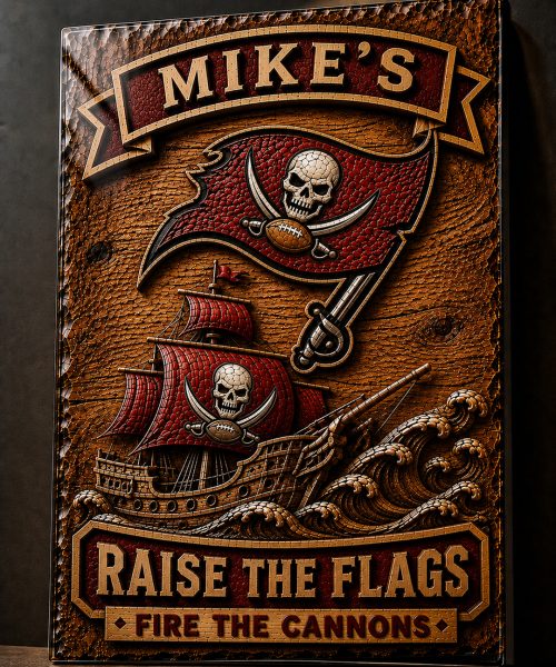 Alternative view of Hand-Carved Tampa Bay Buccaneers Wooden Wall Art – Custom Name Engraving