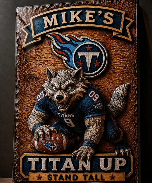 Alternative view of Hand-Carved Titans Wooden Wall Art – Custom Name Engraving