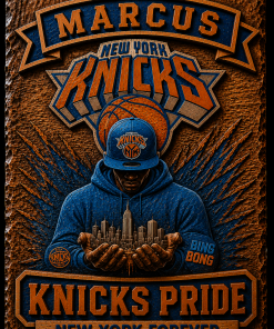 Hand-Carved New York Knicks Wooden Wall Art – Custom Name Engraving