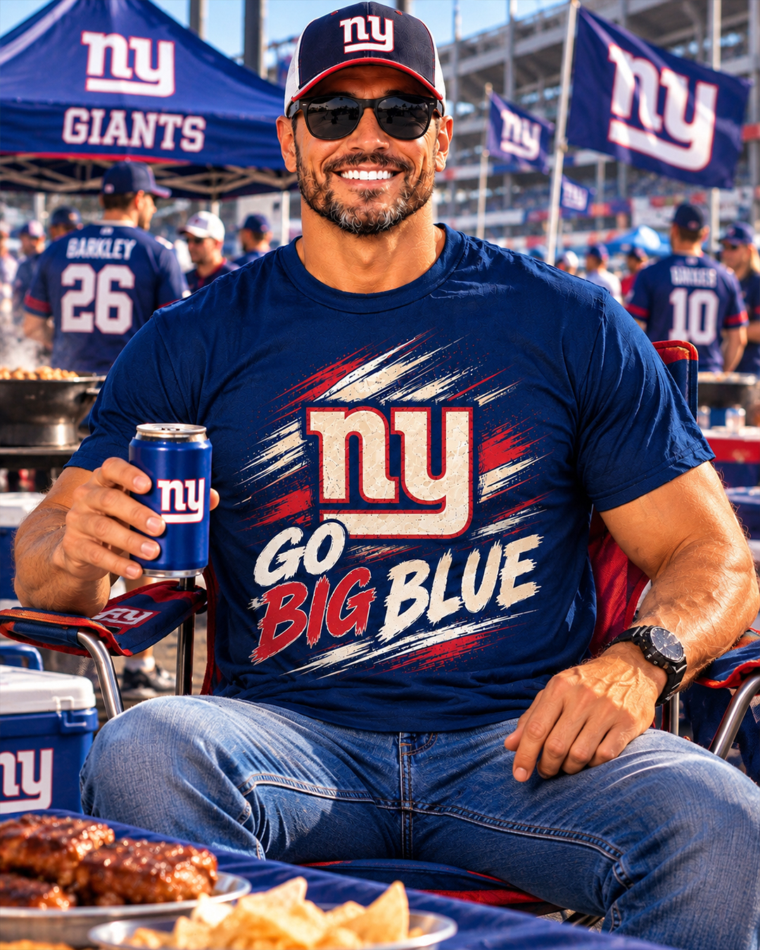 GO BIG BLUE - New York Giants Vintage T-Shirt - Image 2