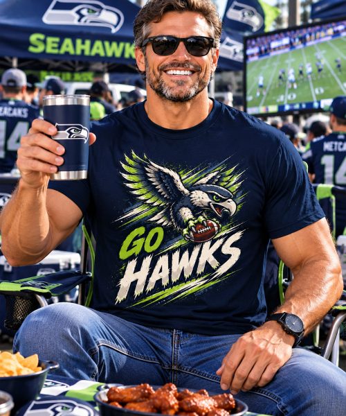 Alternative view of GO HAWKS - Seattle Seahawks Vintage T-Shirt