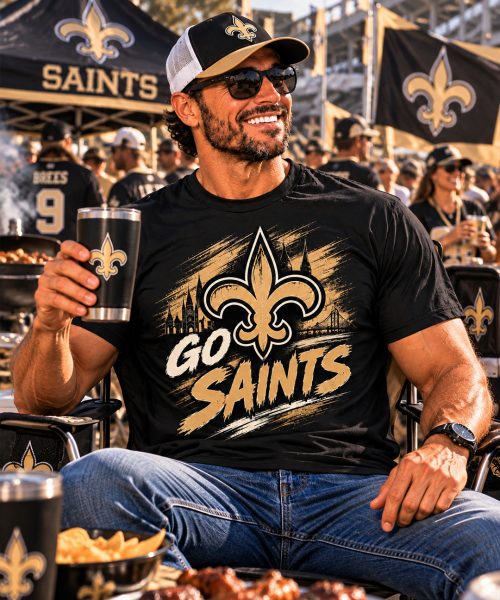 Alternative view of GO SAINTS - New Orleans Saints Vintage T-Shirt