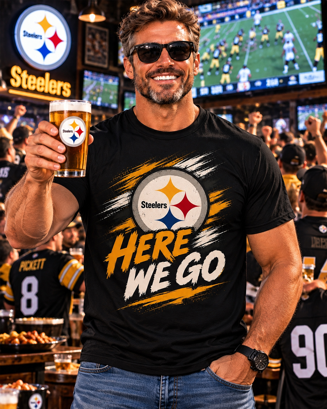 HERE WE GO - Pittsburgh Steelers Vintage T-Shirt - Image 3