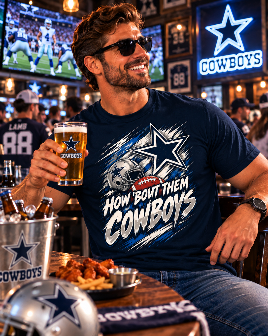 HOW 'BOUT THEM COWBOYS - Dallas Cowboys Vintage T-Shirt - Image 2