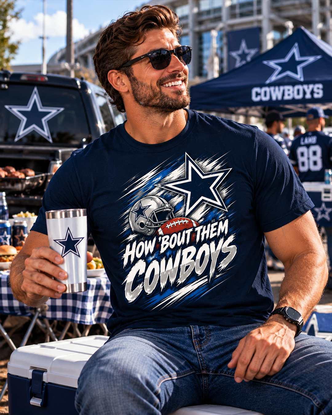 HOW 'BOUT THEM COWBOYS - Dallas Cowboys Vintage T-Shirt - Image 3