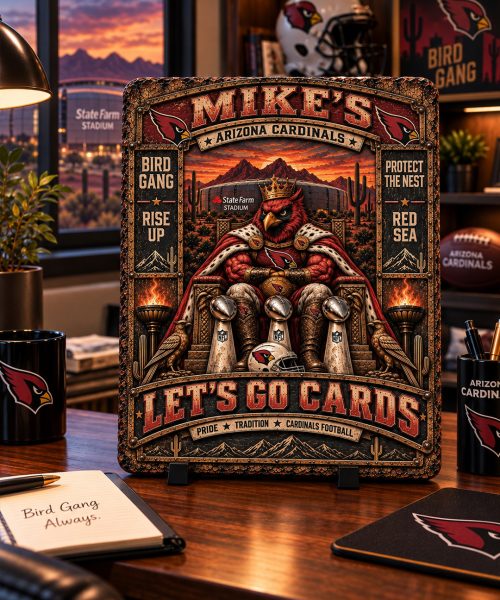 Alternative view of High-Gloss Printed Arizona Cardinals Wooden Wall Art – Custom Name
