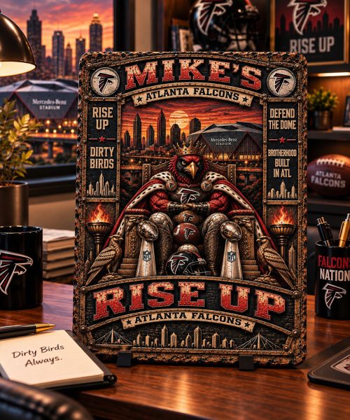 Alternative view of High-Gloss Printed Atlanta Falcons Wooden Wall Art – Custom Name