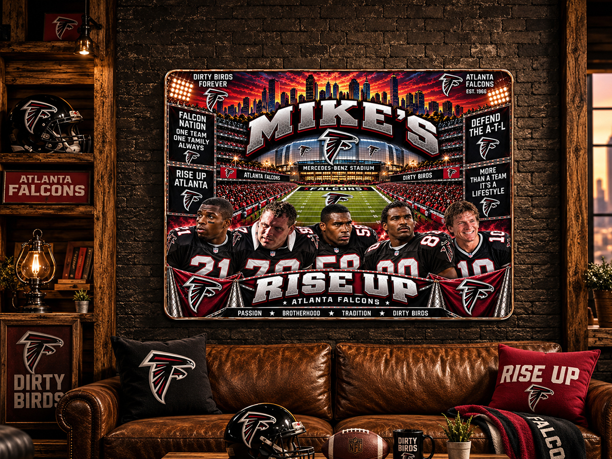 High-Gloss Printed Atlanta Falcons Wooden Wall Art – Custom Name - Image 3