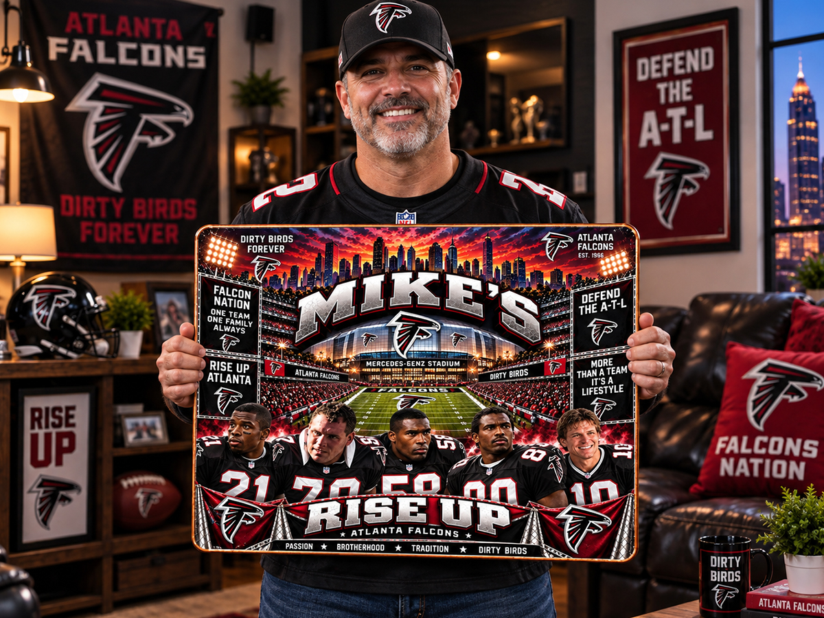 High-Gloss Printed Atlanta Falcons Wooden Wall Art – Custom Name - Image 2