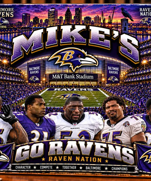 High-Gloss Printed Baltimore Ravens Wooden Wall Art – Custom Name
