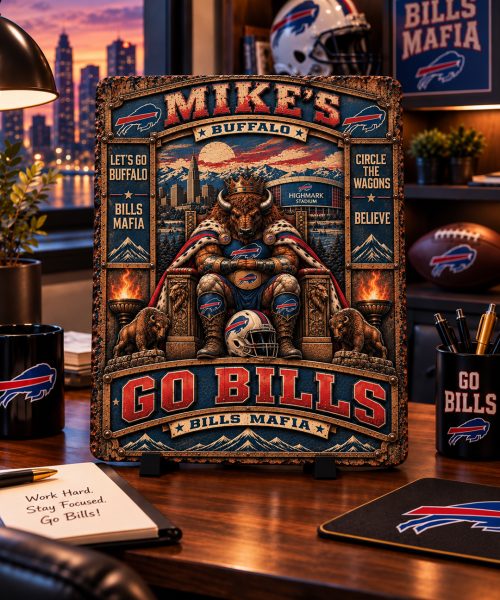 Alternative view of High-Gloss Printed Buffalo Bills Wooden Wall Art – Custom Name