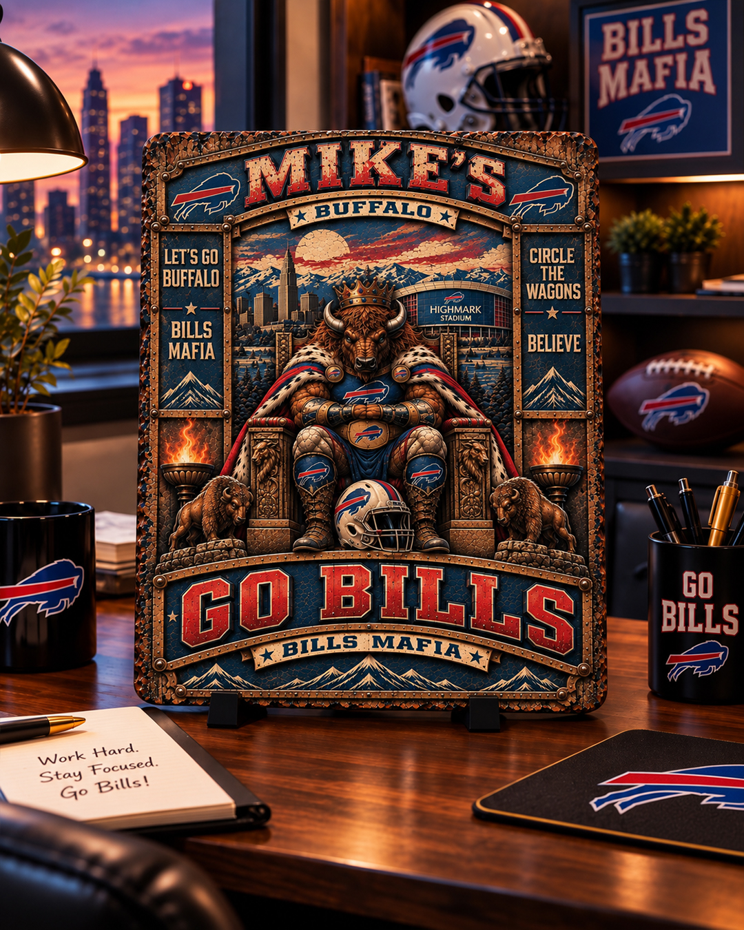 High-Gloss Printed Buffalo Bills Wooden Wall Art – Custom Name - Image 2