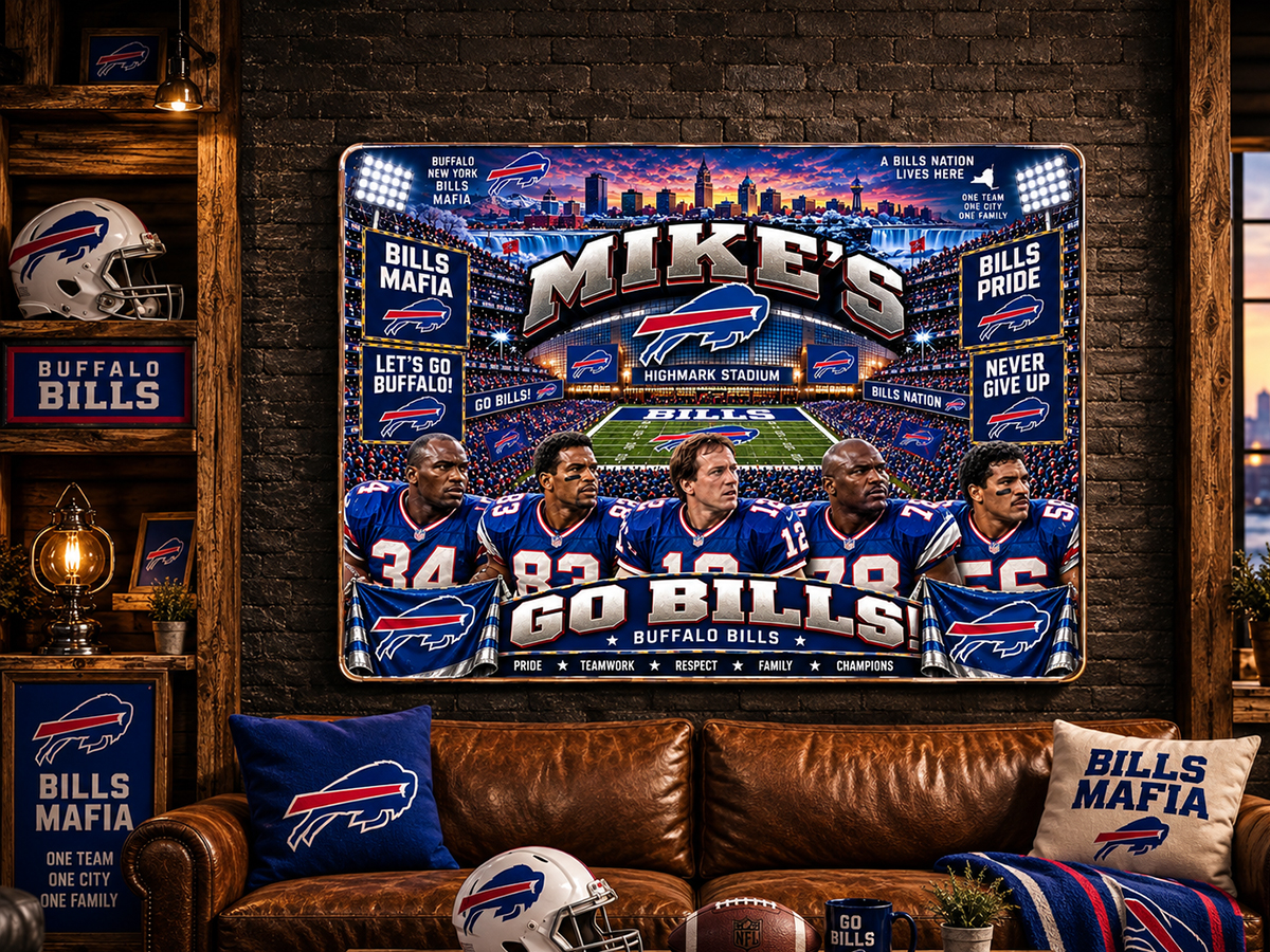 High-Gloss Printed Buffalo Bills Wooden Wall Art – Custom Name - Image 3