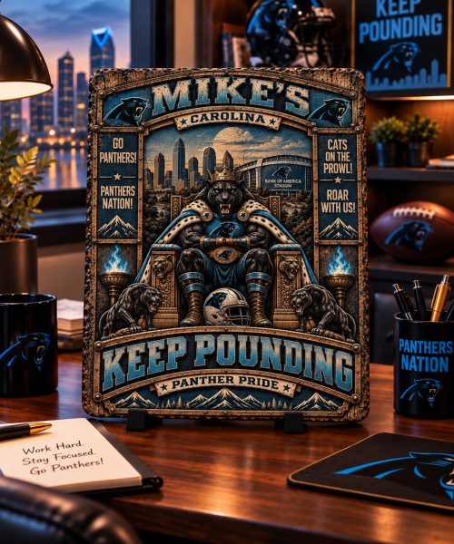 Alternative view of High-Gloss Printed Carolina Panthers Wooden Wall Art – Custom Name