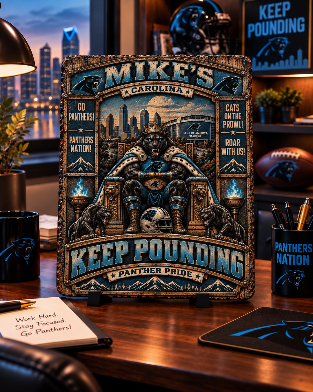 High-Gloss Printed Carolina Panthers Wooden Wall Art – Custom Name - Image 2