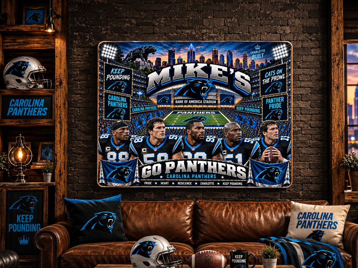 High-Gloss Printed Carolina Panthers Wooden Wall Art – Custom Name - Image 3