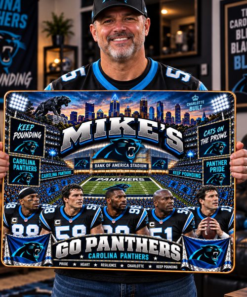 Alternative view of High-Gloss Printed Carolina Panthers Wooden Wall Art – Custom Name