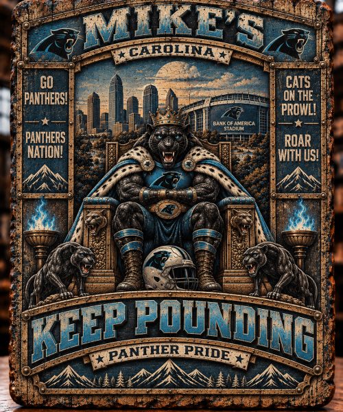 High-Gloss Printed Carolina Panthers Wooden Wall Art – Custom Name