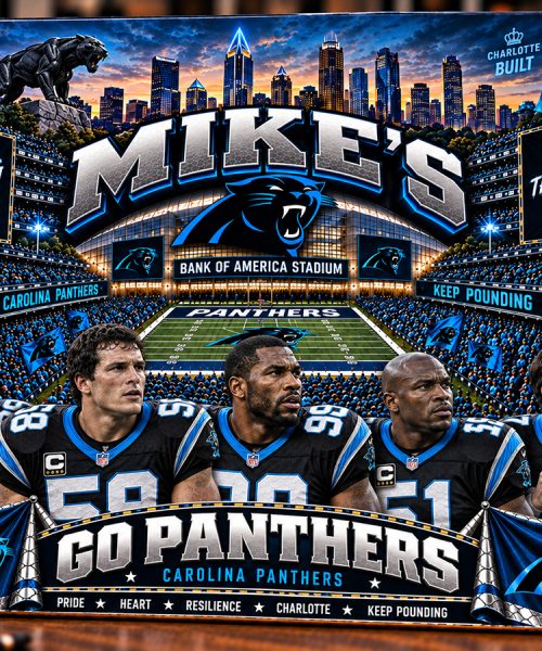 High-Gloss Printed Carolina Panthers Wooden Wall Art – Custom Name