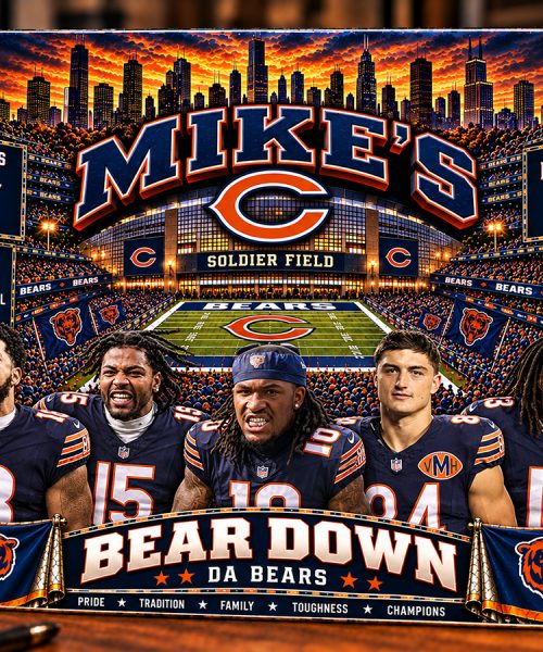 High-Gloss Printed Chicago Bears Wooden Wall Art – Custom Name