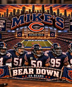 High-Gloss Printed Chicago Bears Wooden Wall Art – Custom Name