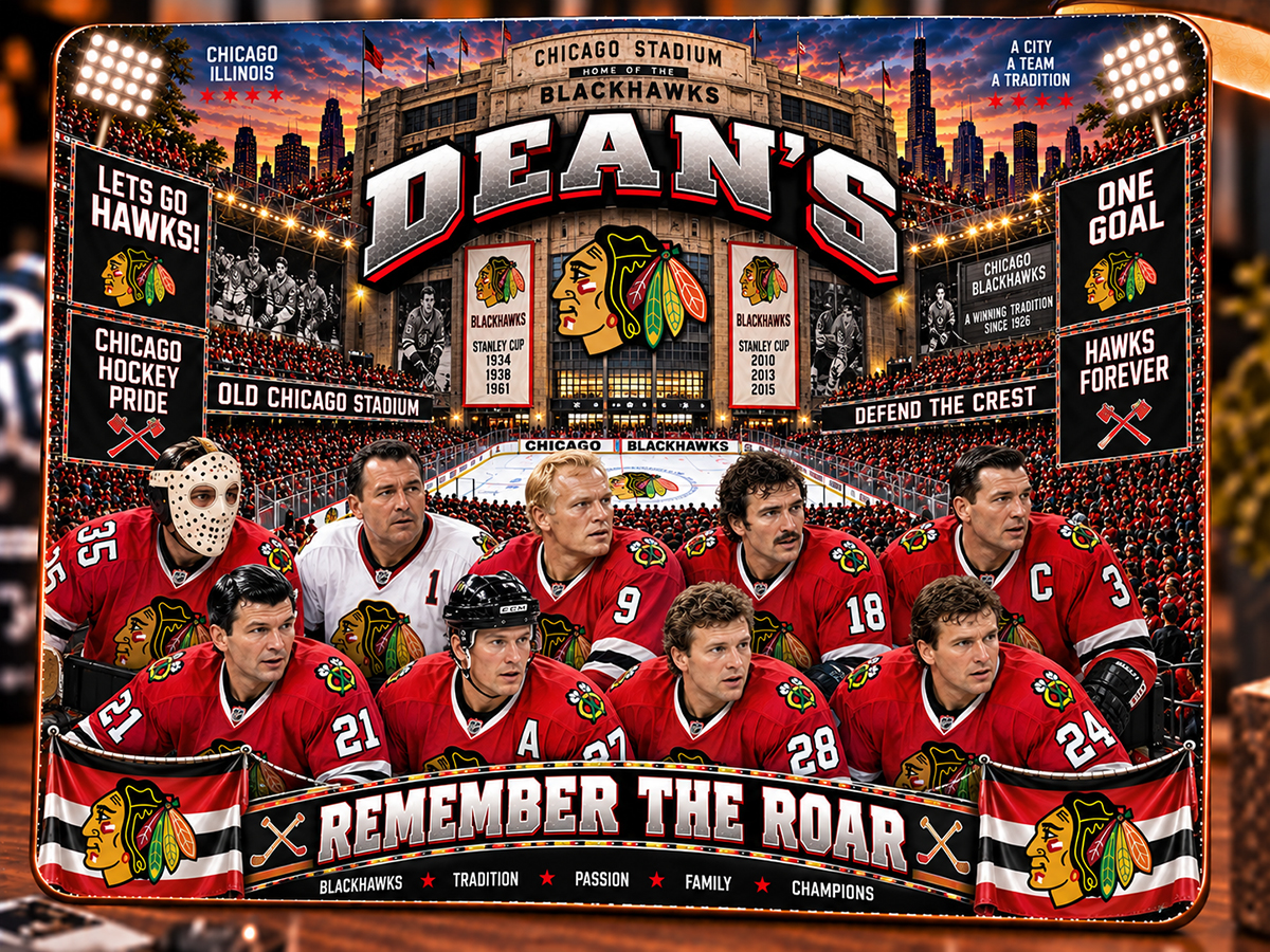 High-Gloss Printed Chicago Blackhawks Wooden Wall Art – Custom Name