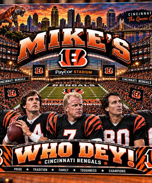 High-Gloss Printed Cincinnati Bengals Wooden Wall Art – Custom Name