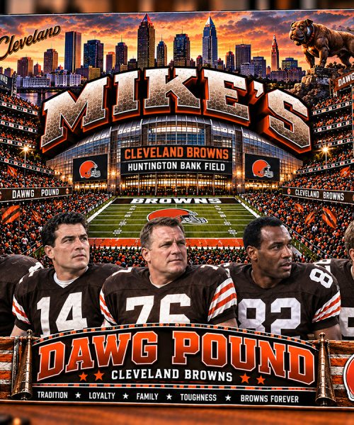 High-Gloss Printed Cleveland Browns Wooden Wall Art – Custom Name