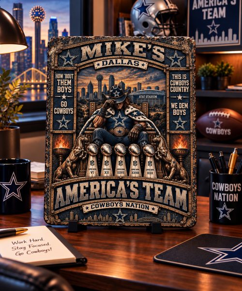 Alternative view of High-Gloss Printed Dallas Cowboys Wooden Wall Art – Custom Name
