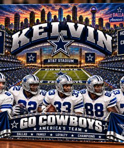 High-Gloss Printed Dallas Cowboys Wooden Wall Art – Custom Name