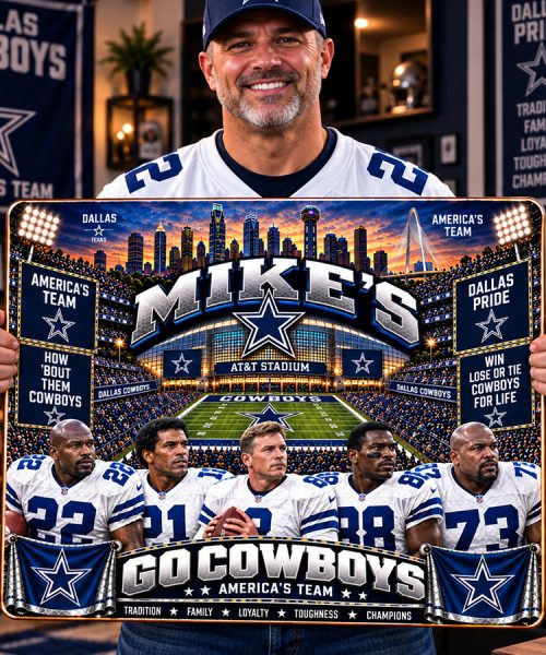 Alternative view of High-Gloss Printed Dallas Cowboys Wooden Wall Art – Custom Name