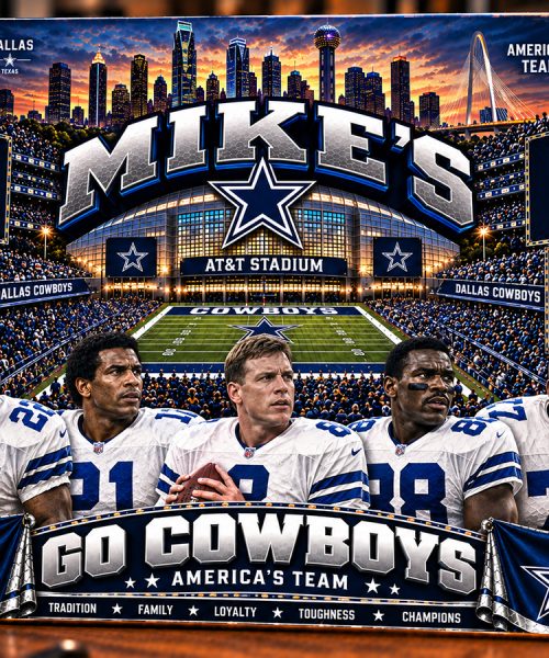 High-Gloss Printed Dallas Cowboys Wooden Wall Art – Custom Name