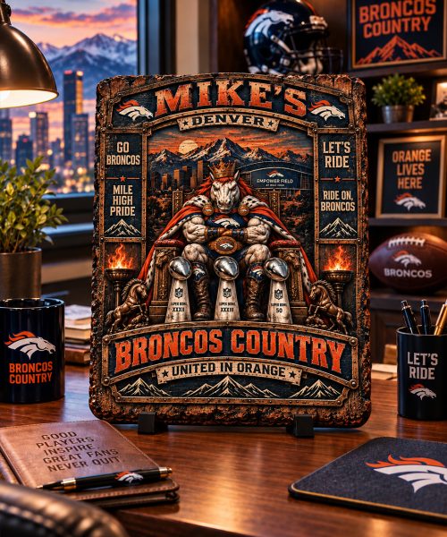Alternative view of High-Gloss Printed Denver Broncos Wooden Wall Art – Custom Name