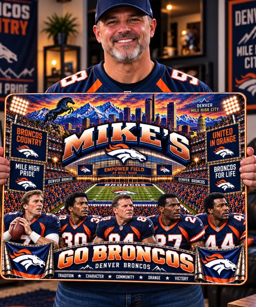 Alternative view of High-Gloss Printed Denver Broncos Wooden Wall Art – Custom Name