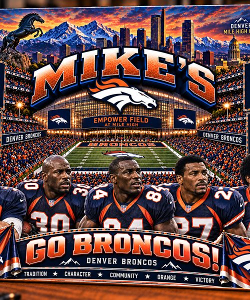 High-Gloss Printed Denver Broncos Wooden Wall Art – Custom Name