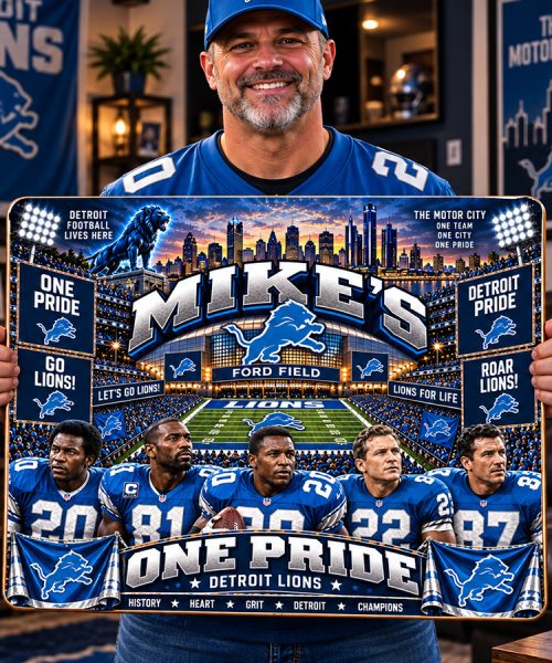 Alternative view of High-Gloss Printed Detroit Lions Wooden Wall Art – Custom Name