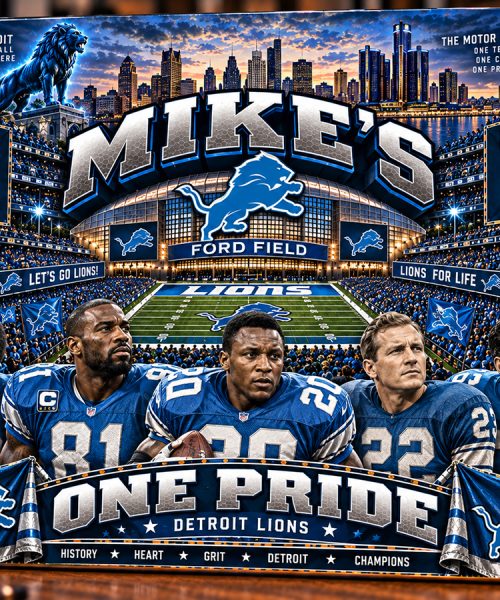 High-Gloss Printed Detroit Lions Wooden Wall Art – Custom Name