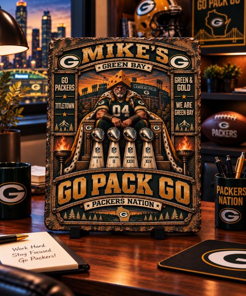 Alternative view of High-Gloss Printed Green Bay Packers Wooden Wall Art – Custom Name