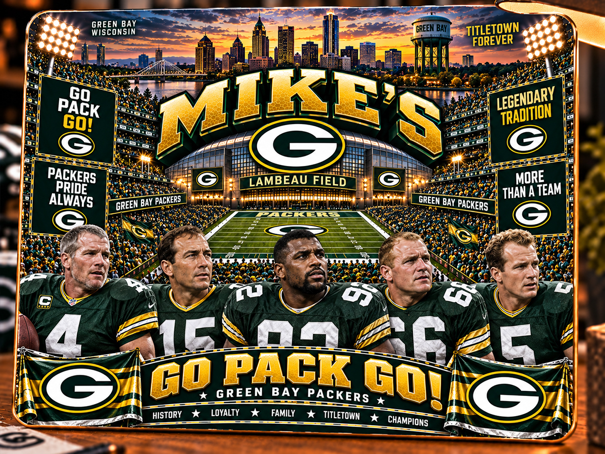 High-Gloss Printed Green Bay Packers Wooden Wall Art – Custom Name